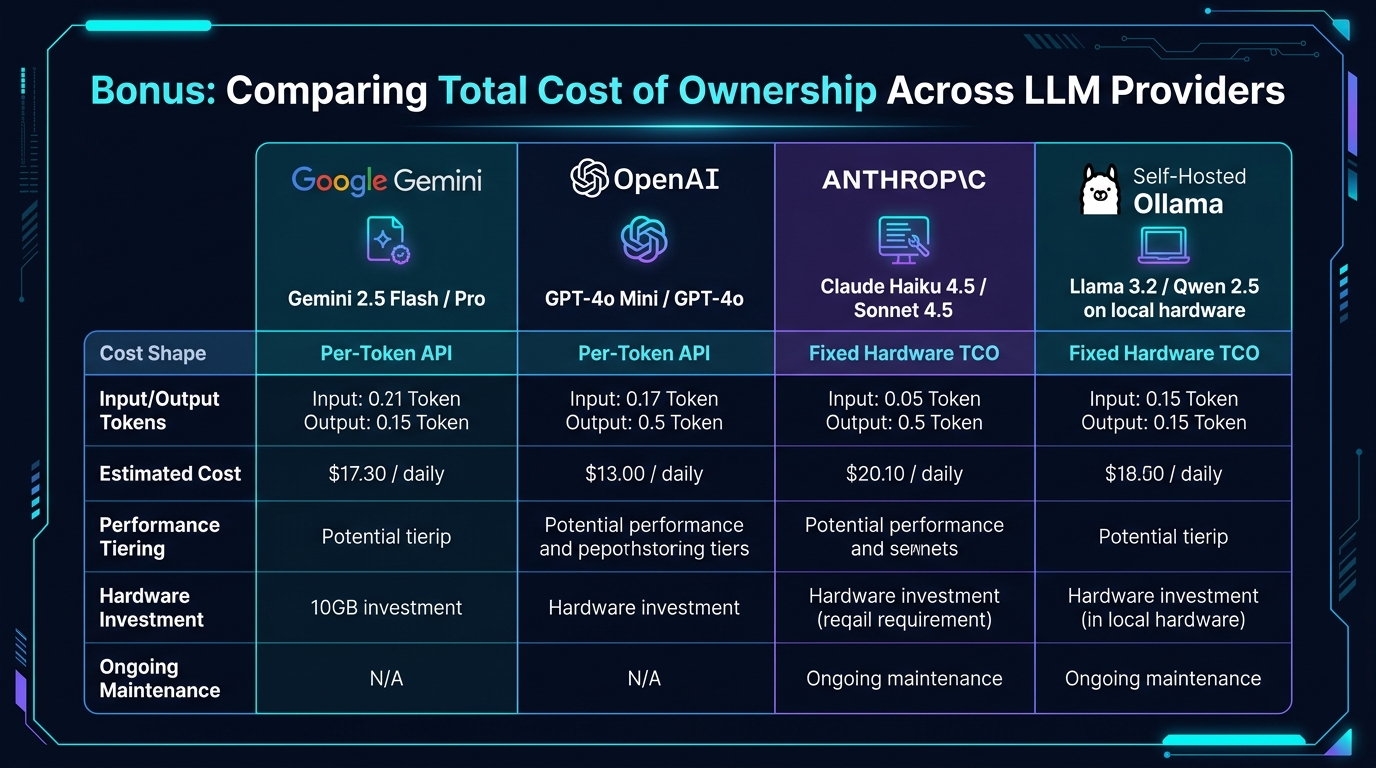 Bonus: Comparing Total Cost of Ownership Across LLM Providers